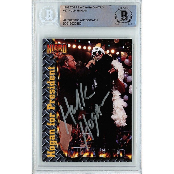 Hollywood Hulk Hogan Autograph 1999 Topps WCW NWO Wrestling Card Beckett Slab - Picture 1 of 4